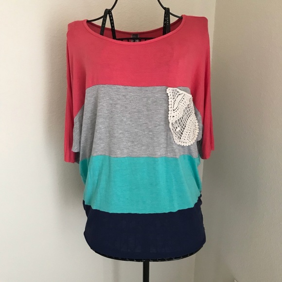 Tops - Adorable Color Block Dolman Tee